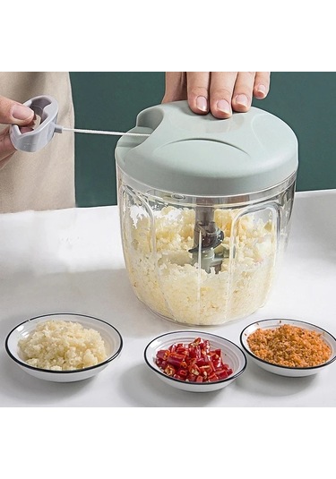 Awesomestore 900ml Yeşil Mutfak Sebze Doğrayıcı, Multifonksiyonel Sarımsak Ezici, Et Kıyma Makinesi Yeşil