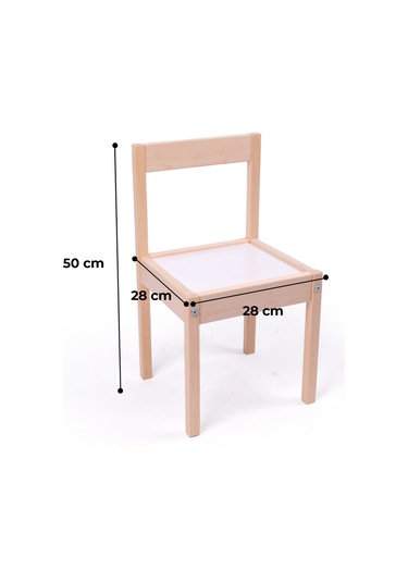 Montessori Çocuk Ahşap Etkinlik Masası Seti - 2 Sandalyeli Krem