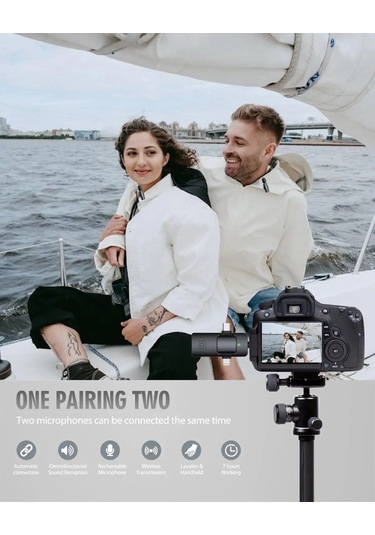 İphone Uyumlu Android İçin 3'ü 1 Arada Kablosuz Mikrofon Kablosuz Yaka