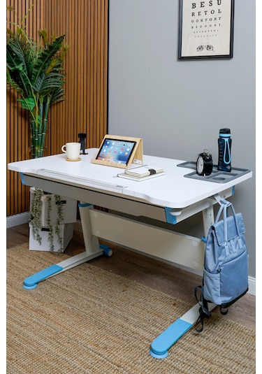 Sirius Basic Yükseklik Ve Eğim Ayarlı, Çekmeceli Bilgisayar Ve Oyuncu Masası, Çalışma Masası, Mavi Gri