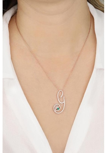 Renkli Gözlü Gümüş Harf Kolye - G