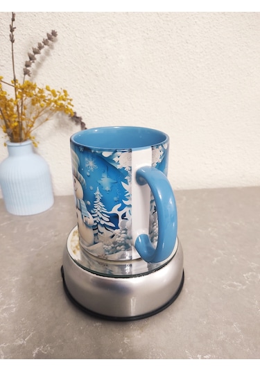 Yılbaşı Temalı Kupa Bardak Model-02 Kardan Adam Çok Renkli