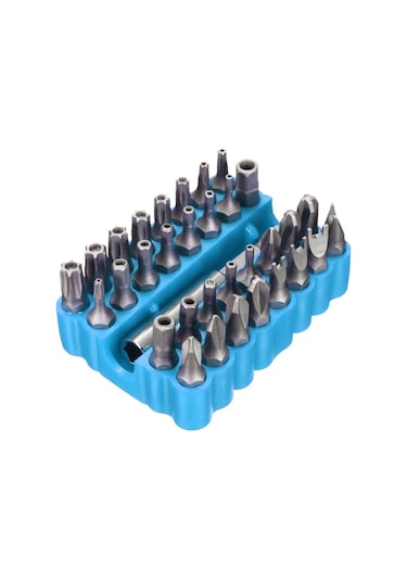 Geeroyoo Kırmızı Veya Mavi Crv Malzemeden 32 Parçalı Vidalama Uç Seti - Manyetik Tutucu Dahil