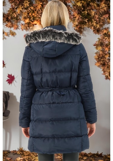 Z6768 Dewberry Bayan Kaban-düz Lacivert-düz Lacivert