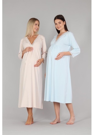 Bone Club 5302 Mavi Hamile Lohusa Gecelik 001