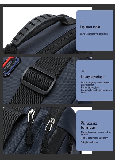 Erkekler İçin Şık Ve Fonksiyonel Oxford Kumaş Günlük Sırt Çantası, Büyük Kapasiteli Erkek Messenger Çanta, Yaz Ve Günlük Kullanım İçin Pratik Erkek Aksesuarı Mavi