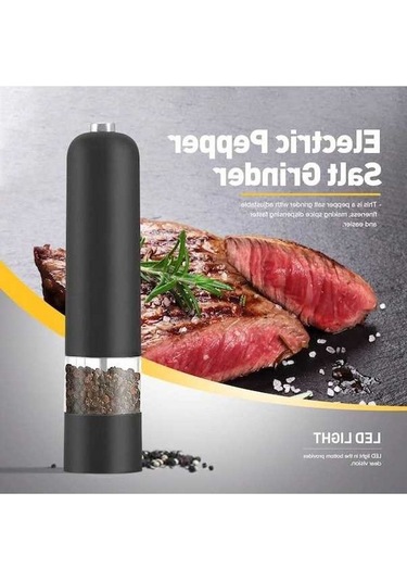 Besthome1 Led Işıkli Elektrikli Tuz Karabiber Ot Değirmeni Öğütücü Mutfak Aracı Baharat Değirmeni Siyah