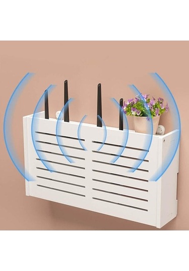 Monyee Küçük Panjurlu Duvar Kurulu Wifi Router Kutusu - Delme Yok Ev Ofis Tv Aleti Saklama Rafı Beyaz