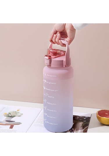Buffer İkili Motivasyon Su Şişesi Sızdırmaz Kapaklı, Stickerlı