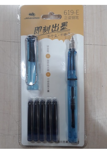 Jinhao Dolma Kalem Şeffaf Ef 0,38Uç Kalem+5 Kartuş Renk Seçenekli Şeffaf Yeşil