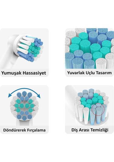 Oral-B Şarjlı Diş Fırçası Uyumlu 8 Adet Yedek Başlık 4 Adet Kapak