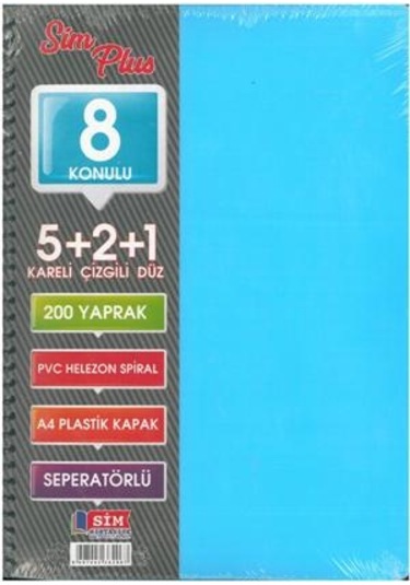 Sımplus A4 5+2+1 200 Yp Plastik Kapak Ayraçlı Buz Mavi