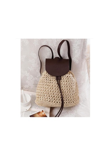 Kahverengi Yogodlns Yeni Kadın Sırt Çantası Tığ Işi Kağıt Halat Örgülü Ipli Kadın Hasır Sırt Çantası Yaz Seyahat Gezisi Bayanlar Dokuma Sırt Çantası Kahverengi