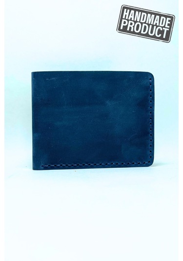 El Yapımı Hakiki Deri Premium Cüzdan Lacivert Geniş Model Lacivert