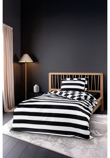 Cozy Home Mono Tek Kişilik Lastikli Çarşaflı Nevresim Takımı Code Siyah Siyah