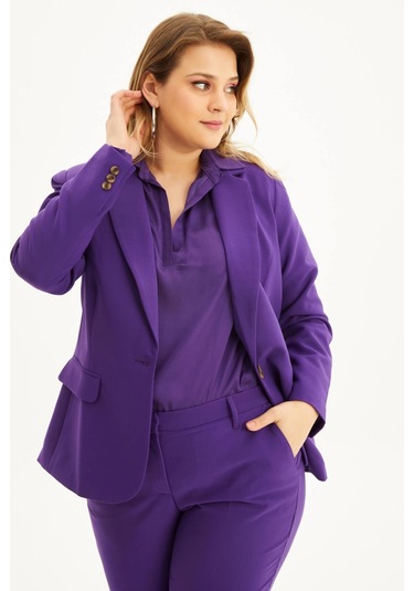 Astarlı Blazer Ceket - Mor