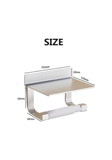 Tuvalet Kağıdı Sahipleri Uzay Alüminyum Çok Fonksiyonlu Depolama Kancaları Küllüklü Banyo Rafları Havlu Raf Telefon Tutucu Kağıt Tutucular Gümüş 22 x 13.6 x 11.2 CM