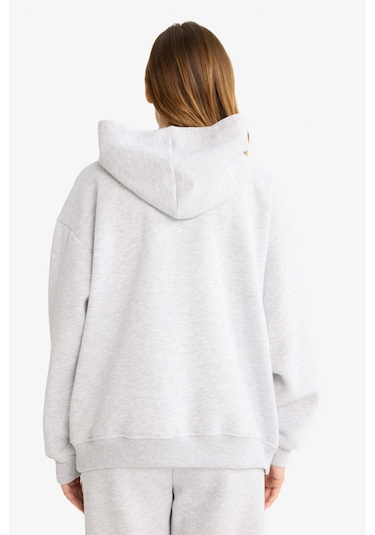 Defacto Relax Fit Kapüşonlu Basic Düz Kalın Sweatshirt D9935ax25wngr93 Gri