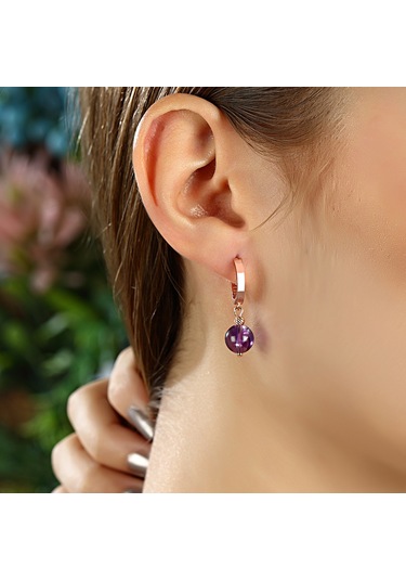 Azuris 925 Ayar Gümüş Ametist Küpe