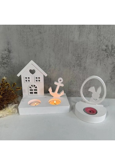 Gildedwill B Süsler Silikon Kalıp Mumluk Tabanı Silikon Kalıp Kendin Yap Çimento Alçı Ev Dekorasyonu Kalıbı Reçine Kalıp