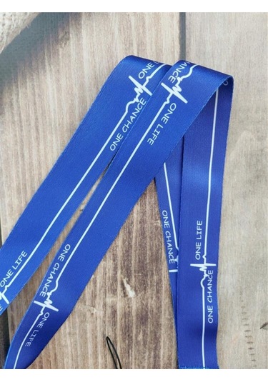 One Life One Chance Mavi Kalp Ritmi Kart Askısı Yaka Kartı Boyun Askı İpi Telefon Askısı