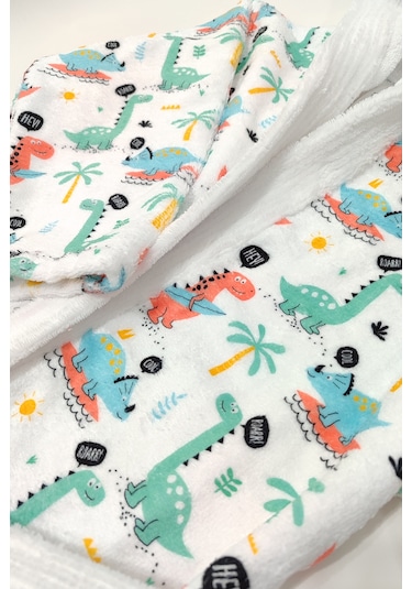 Dino Dijital Baskılı Çocuk Bornozu Yeşil