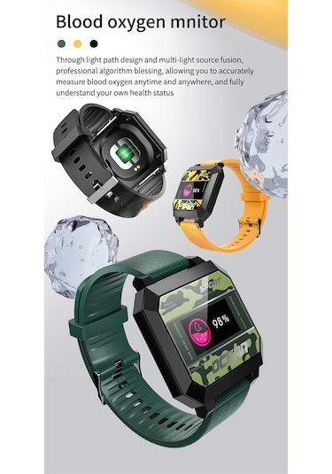 Geeroyoo Ocean 2 Akıllı Spor Saati - 0.96" Tft Dokunmatik Ekran, Uyku/nabız/kan Basıncı İzleme, Çoklu Spor Modu, Bildirimler, Android/ios Desteği - Siyah