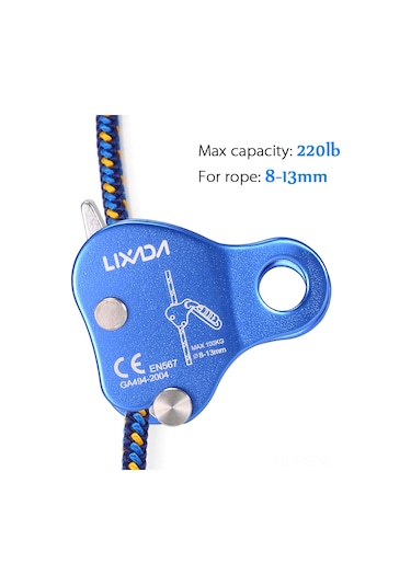 Maiyame Lıxada Alüminyum 7075 Kayar Korumalı Taşlama Tırmanma Aracı - 100kg Yük Kapasitesi, 8-13mm İp Uyumu, Turuncu Çok Renkli