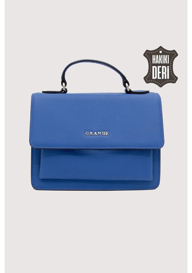 Hakiki Deri Kadın El Çantası Mavi Smr9022 Mavi