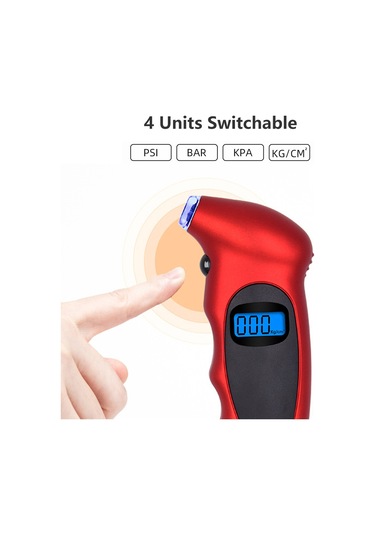 Samdoo Araç Lastik Basınç Ölçer - Yüksek Hassasiyetli Dijital Göstergeli, 4 Birimli, Led Aydınlatmalı