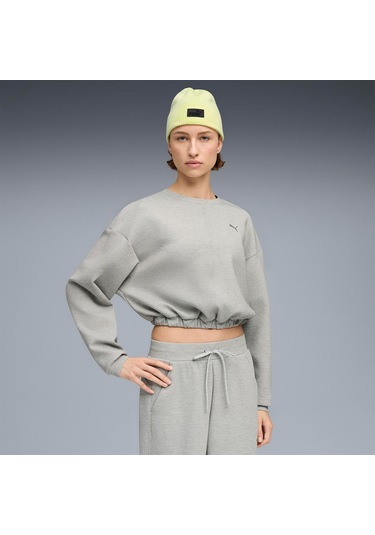 Puma Cloudspun Crew Kadın Gri Bisiklet Yaka Sweatshirt Gri