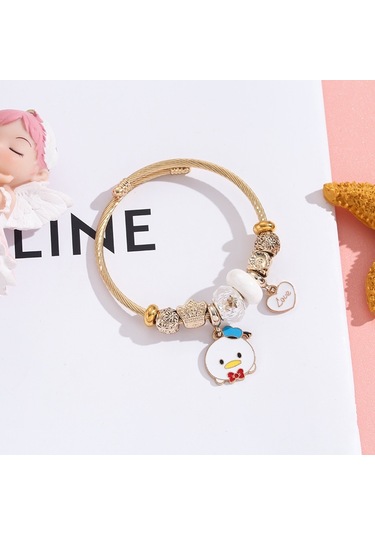 Jzcat Titanyum Bileklik Moda Karikatür Kt Kedi Aşk Kolye Bileklik-ky07