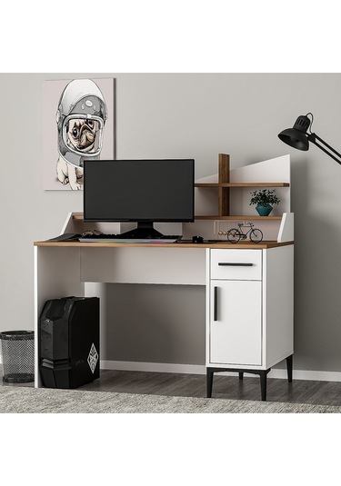 Zeta Çalışma Masası Bilgisayar Masası Ofis Masası Beyaz - Kemençe