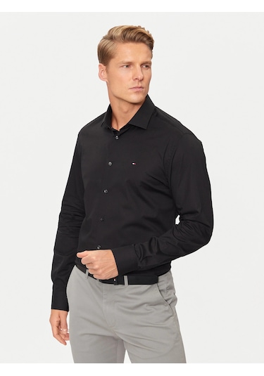 Tommy Hilfiger Erkek Regular Fit Pamuklu Gömlek Siyah