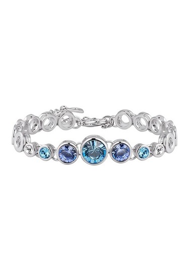 Monemel Mavi Kristal Taşlı, Bileklik Altın Kaplama Gümüş - Rodyum