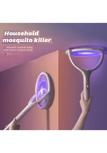 Ruicoo Usb Şarjlı Elektrikli Sinek Raketi - 3500v Güçlü, 90 Derece Dönebilir, Işık Destekli, Taşınabilir Sinek Öldürücü