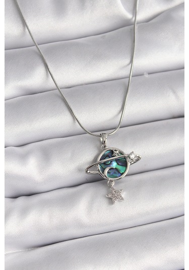 Dodes Dodes 316l Çelik Gümüş Renk Zincir Zirkon Taşlı Gezegen Model Kadın Kolye Tg27bko9478 Çok Renkli