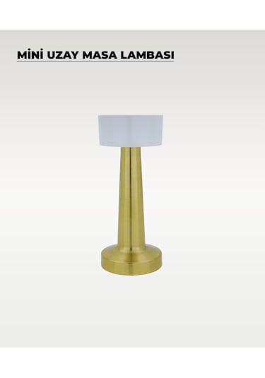 Gold Mini Uzay Masa Lambası - Dokunmatik - 3 Renk Işık Rose