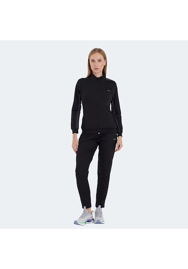 Slazenger RECTOR Kadın Fermuarlı Dik Yaka Cepli Siyah Eşofman Takımı