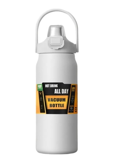 800/1000/1200/1500 Ml 304 Paslanmaz Çelik Termos Pipetli Termal Kupa Bardak White 1000ml White