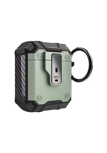 Air-pods Zore Airbag 35 Darbelere Karşı Dayanıklı Düğmeli Kılıf-yeşil Yeşil