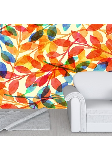 Duvar Kaplama Folyosu Turuncu Yapraklar