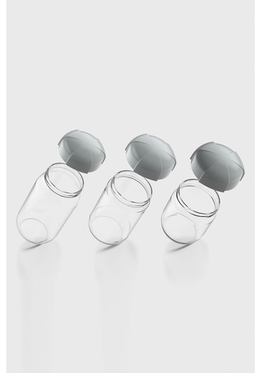 Renga Rhea Gri Kapaklı 3 Boy Cam Kavanoz Seti 131010 Gri