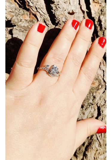 Göz Modeli Gümüş Yüzük Alyans Parlak Zirkon Taşlı 925 Ayar