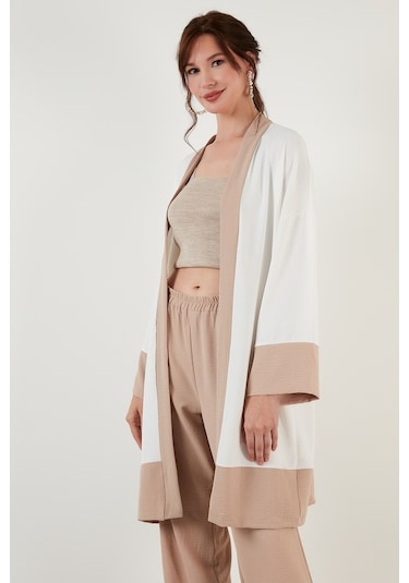 Lela Rahat Kalıp Kemerli Bol Paça Alt-Üst Yazlık Bayan Takım 6058038 Ekru