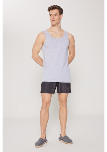 AC&Co / Altınyıldız Classics Erkek Standart Fit Normal Kesim %100 Pamuk 2'li Atlet Paketi -  Grı Melanj Gri Melanj