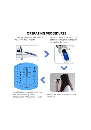 4'ü 1 Arada El Refraktometre Araç Üre Test Cihazı 30-35% Adblue Sıvı Glikol Pil Antifriz Konsantrasyon Ölçer Atc