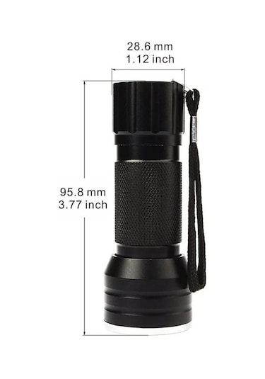 Valkyrie 21 Led 395nm Güneş Işığı Eltraviyole Uv El Feneri - Siyah Fener - Evcil Hayvan Otel Ev Temizlik Para Taş Mücevherat Siyah