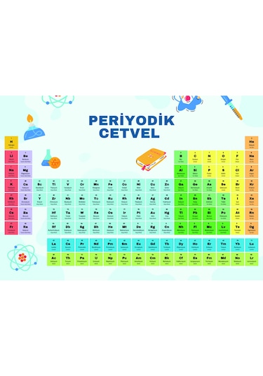 Periyodik Element Cetveli Bilimsel Poster 30x42cm Pvc Kaplı Yazılıp Silinebilir