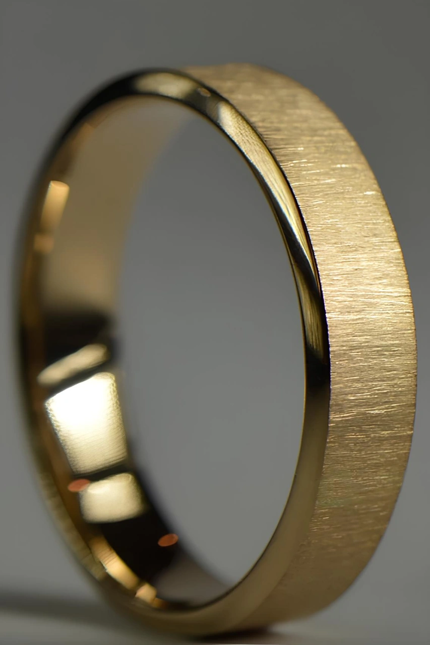 Kişiye Özel İsim Tarih Yazılı 6mm Mat Fırçalanmış Düz Unisex Çelik Yüzük Alyans Cl46y Sarı